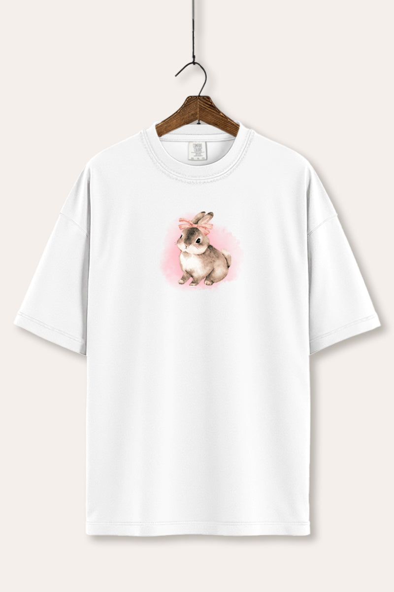 Pink Bow Bunny Graphic Women's Comfort Tee