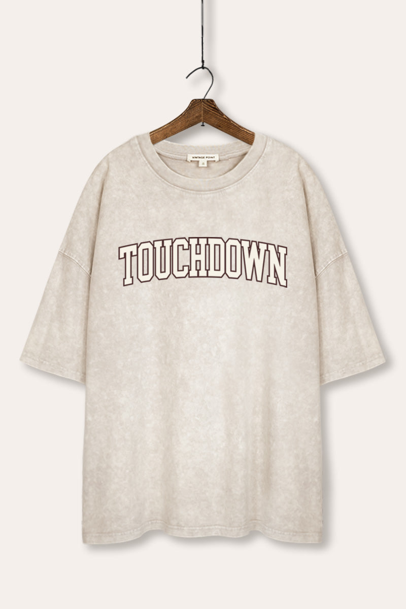 Touchdown Collegiate Sports Graphic Mineral Wash Oversized Tee