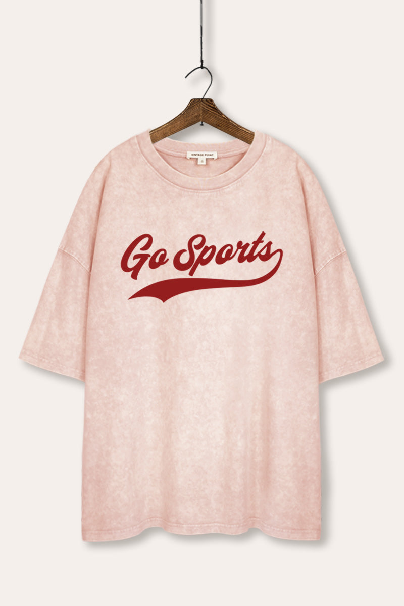 "go sports" varsity graphic mineral wash oversized tee