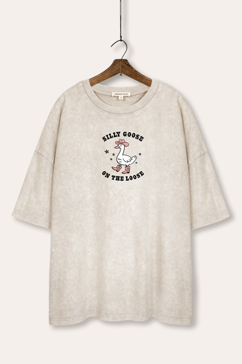 Silly Goose Western Graphic Mineral Wash Oversized Tee