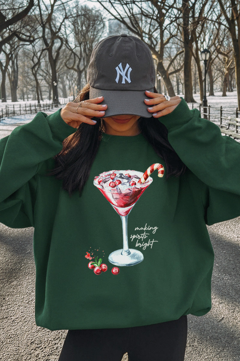 christmas cocktail graphic sweatshirt