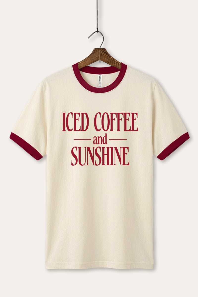 Iced Coffee and Sunshine Graphic Ringer Tee