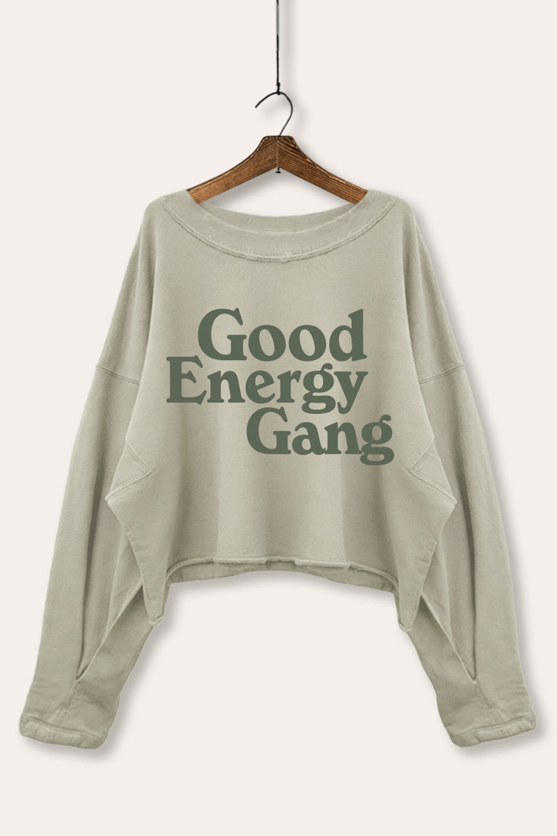 Good Energy Gang Typography Cropped Sweatshirt