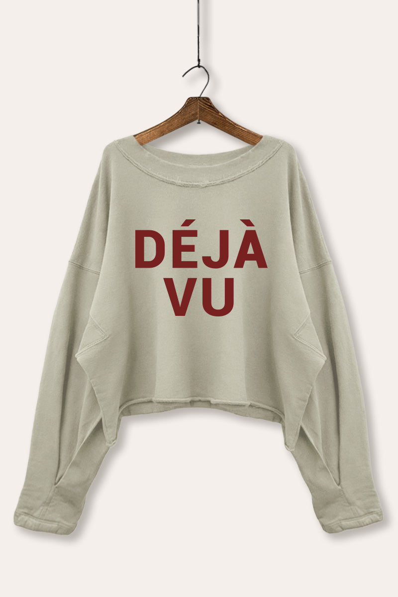 Deja vu Graphic Cropped Sweatshirt