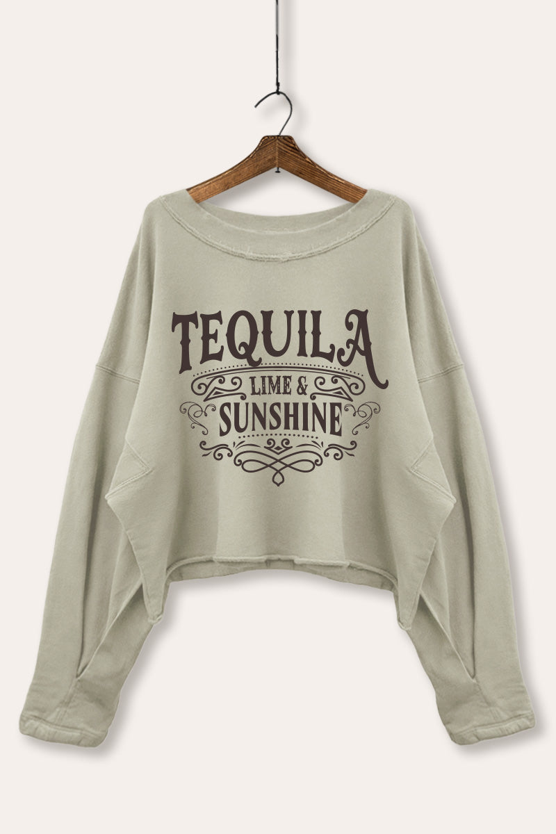 Tequila Lime and Sunshine Graphic Cropped Sweatshirt