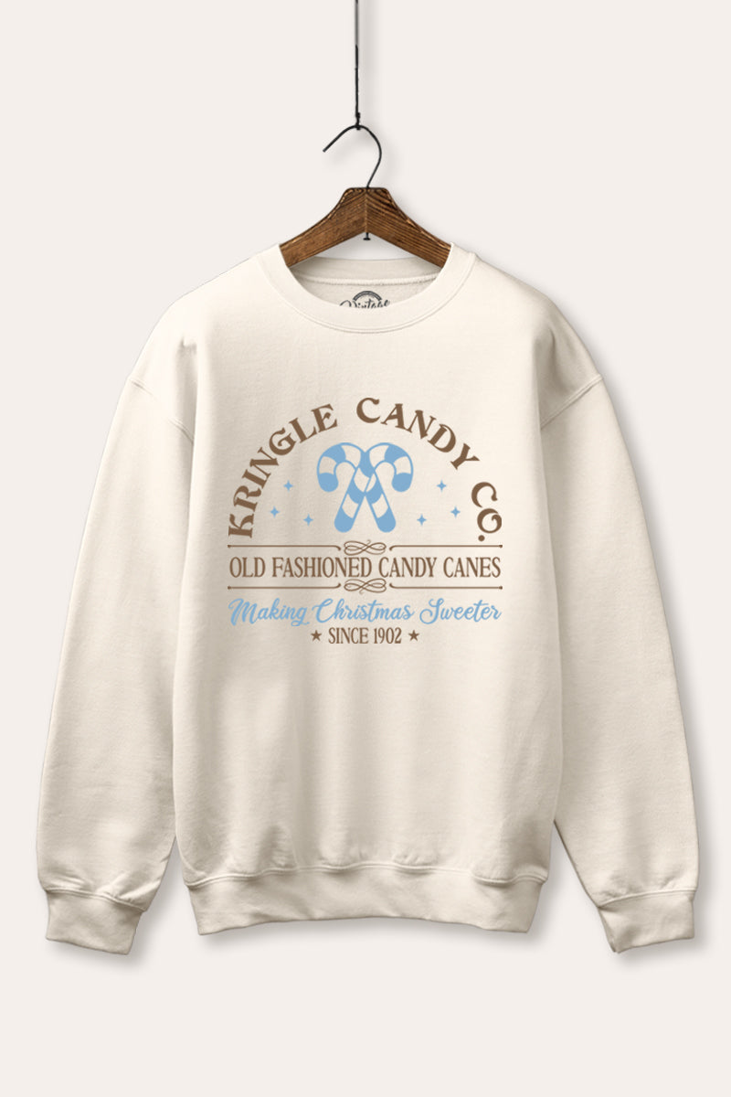 Christmas Candy Cane Graphic Fleece Sweatshirt