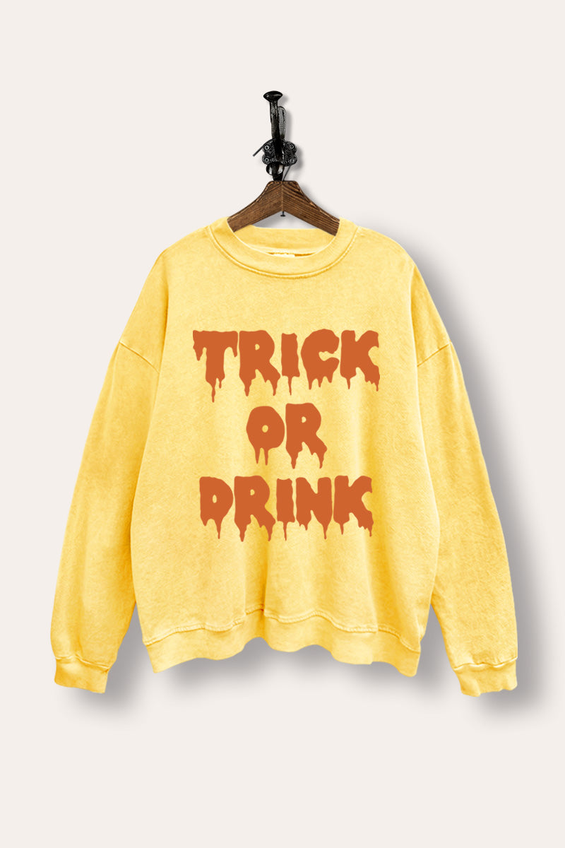 "trick or drink" mineral wash halloween graphic sweatshirt