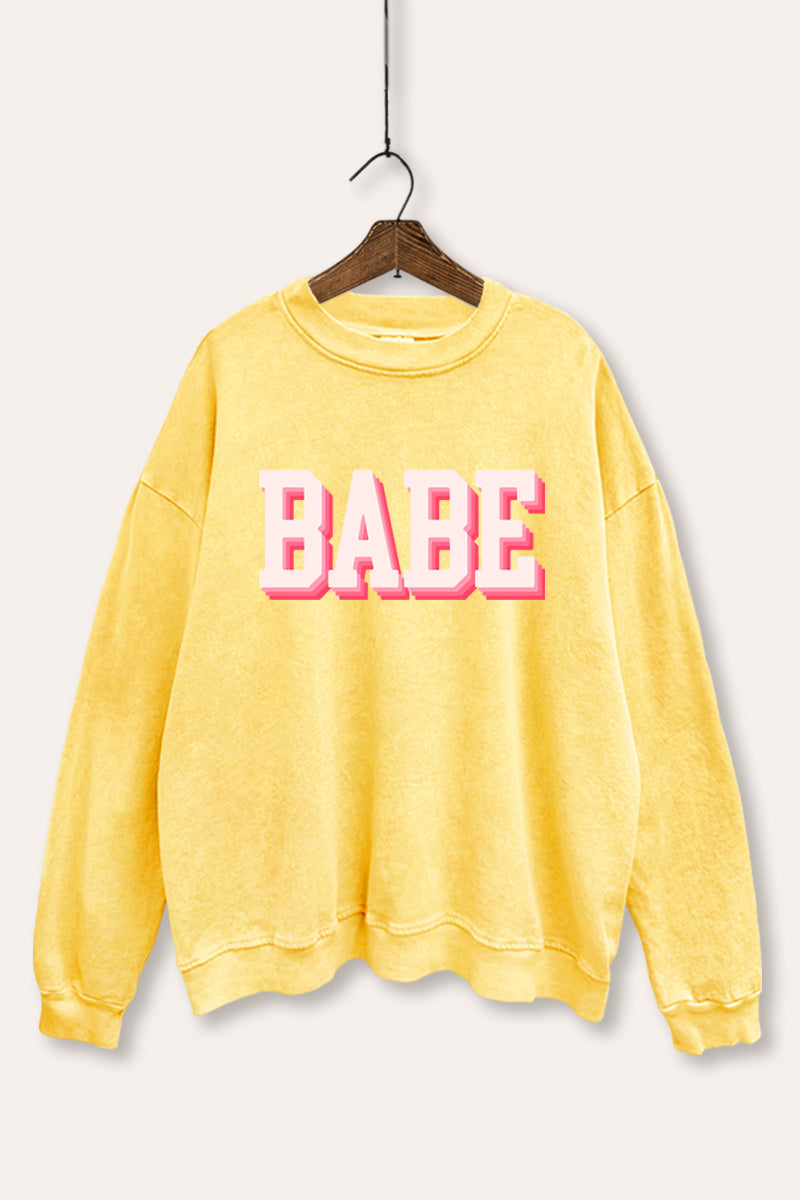 Babe Typography Mineral Wash Sweatshirt