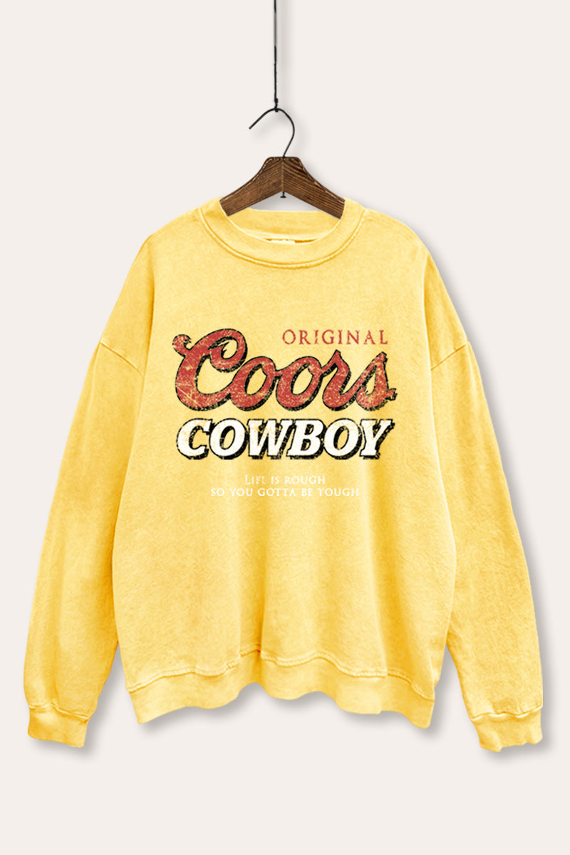 "coors cowboy" mineral wash graphic sweatshirt