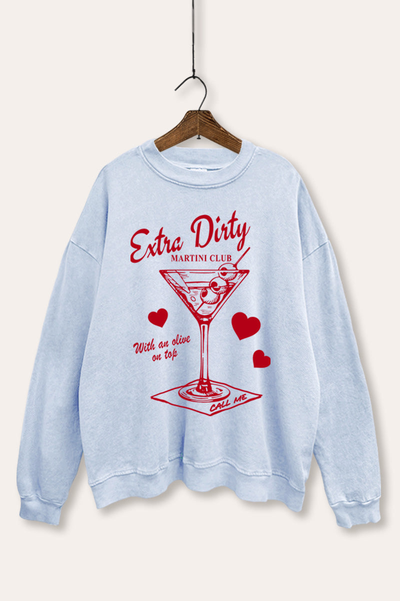 dirty martini hearts graphic mineral wash sweatshirt