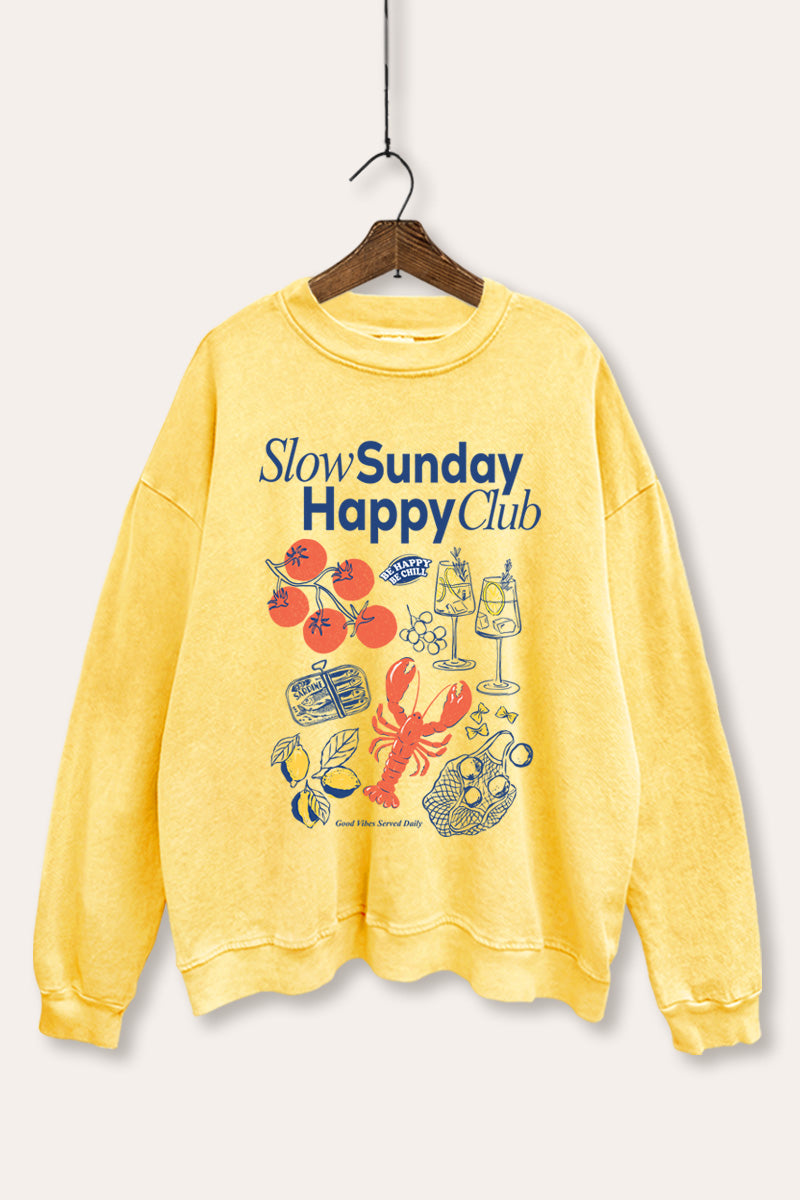 Slow Sunday Lobster Coastal Graphic Mineral Wash Sweatshirt