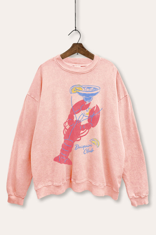Lobster Cocktail Coastal Graphic Mineral Wash Sweatshirt