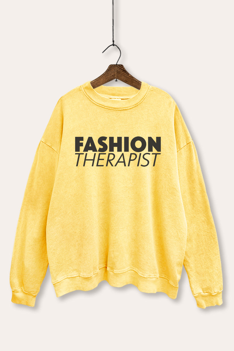 "fashion therapist" mineral wash graphic sweatshirt