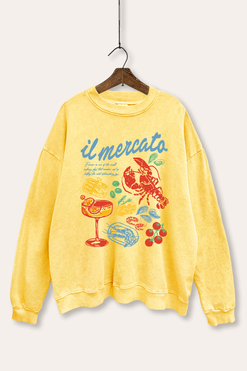 The Market Lobster Coastal Graphic Mineral Wash Sweatshirt