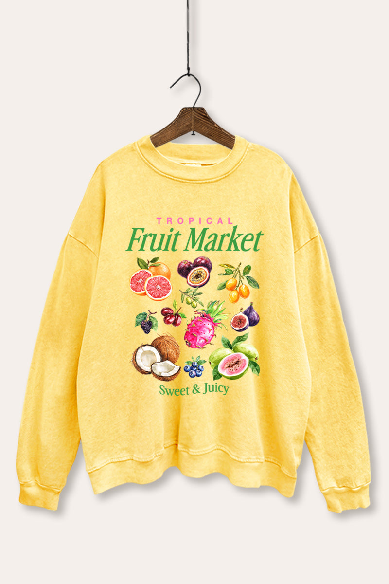 Tropical Fruit Market Graphic Mineral Wash Sweatshirt