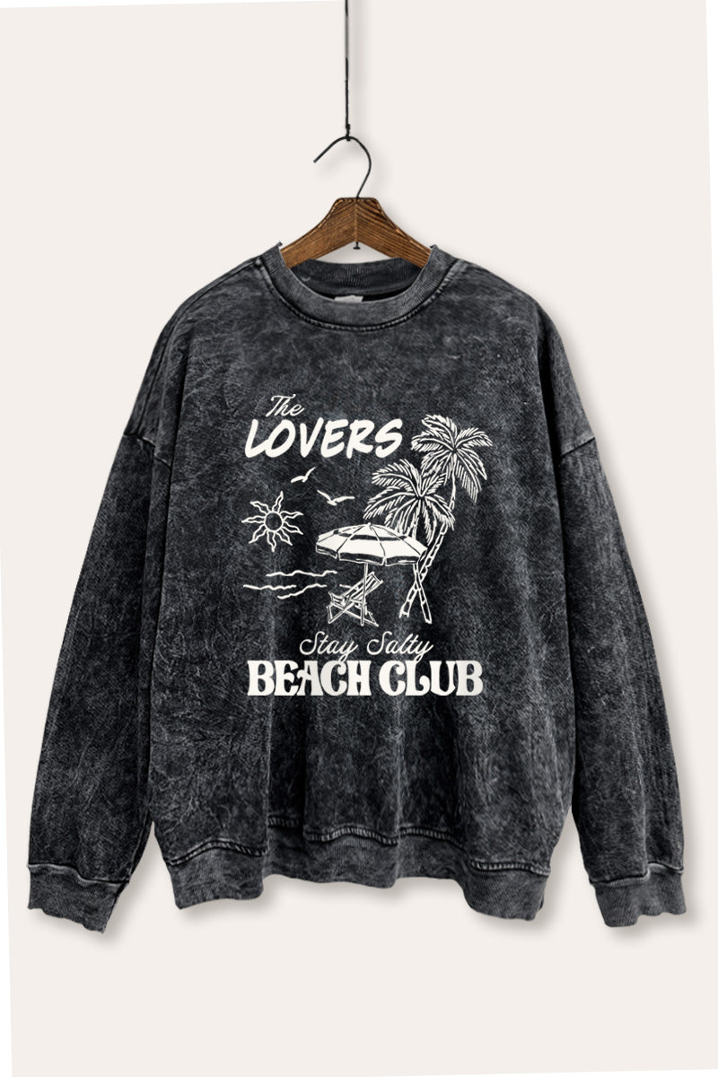 The Lovers Beach Club Graphic Mineral Wash Sweatshirt