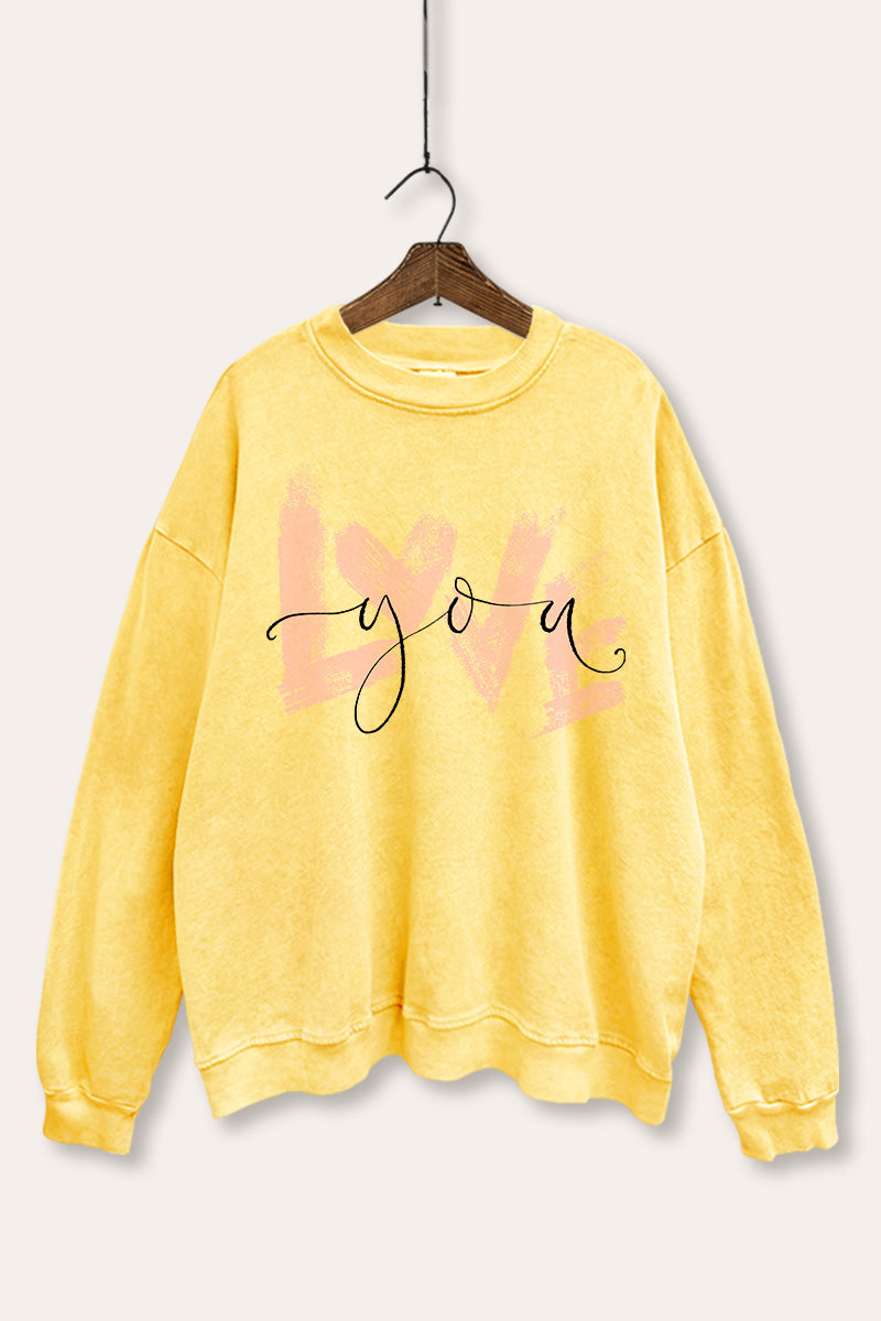 Love You Graphic Mineral Wash Sweatshirt