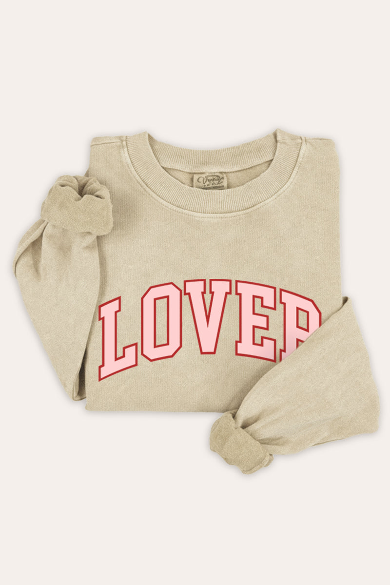 "lover" graphic mineral wash sweatshirt