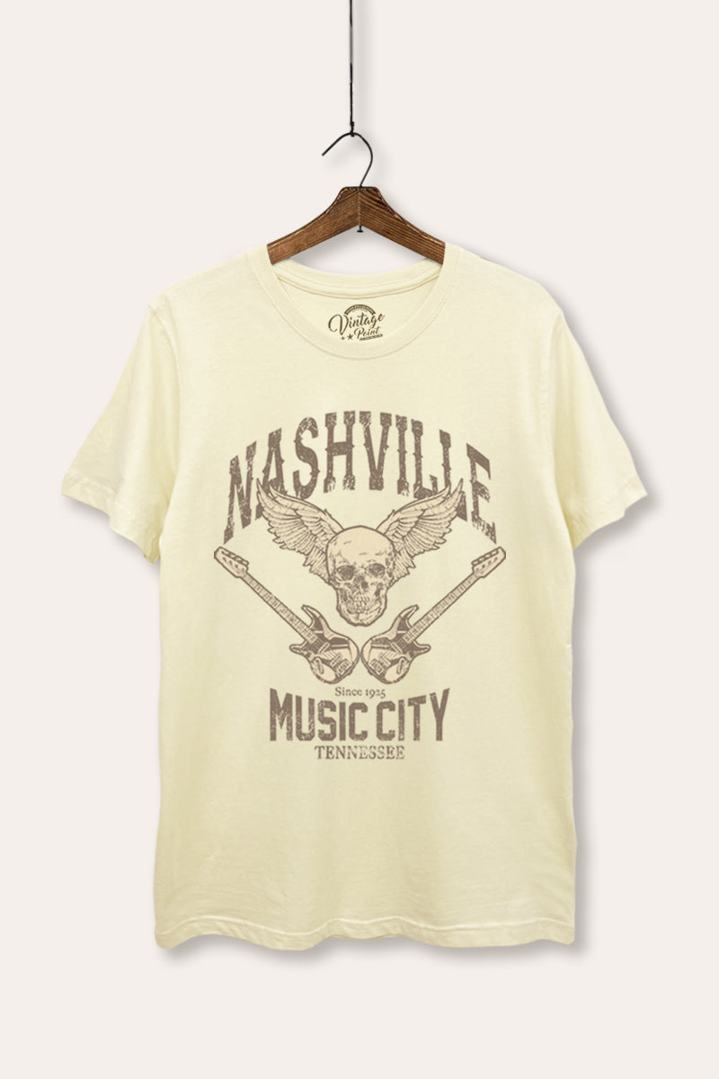 nashville music city women's basic graphic tee