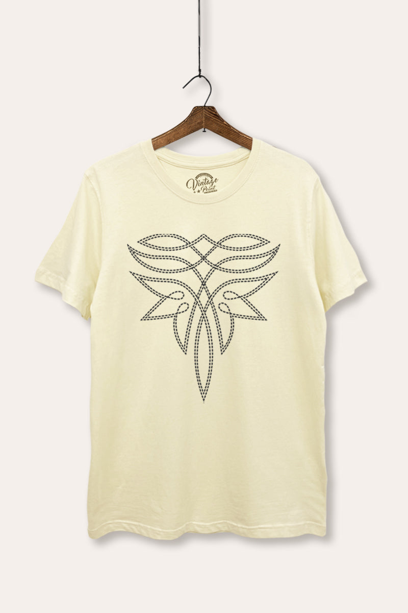 Western Boots Toe Stitch Graphic Women's Basic Casual Tee