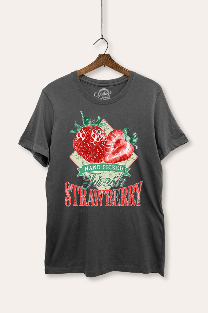Distressed Strawberry Fruit Graphic Women's Basic Casual Tee