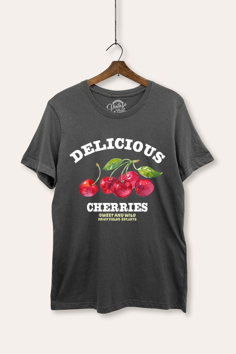 Delicious Cherries Fruit Graphic Women's Basic Casual Tee