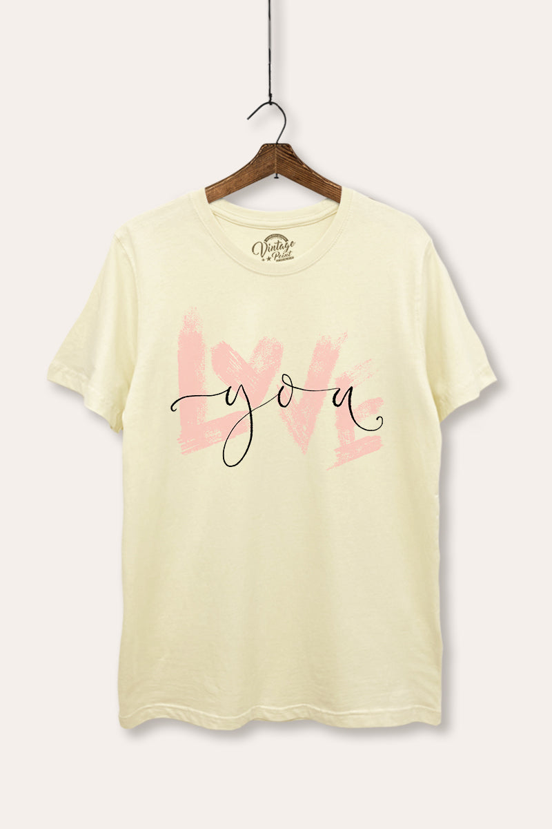 Love You Heart Graphic Women's Basic Casual Tee