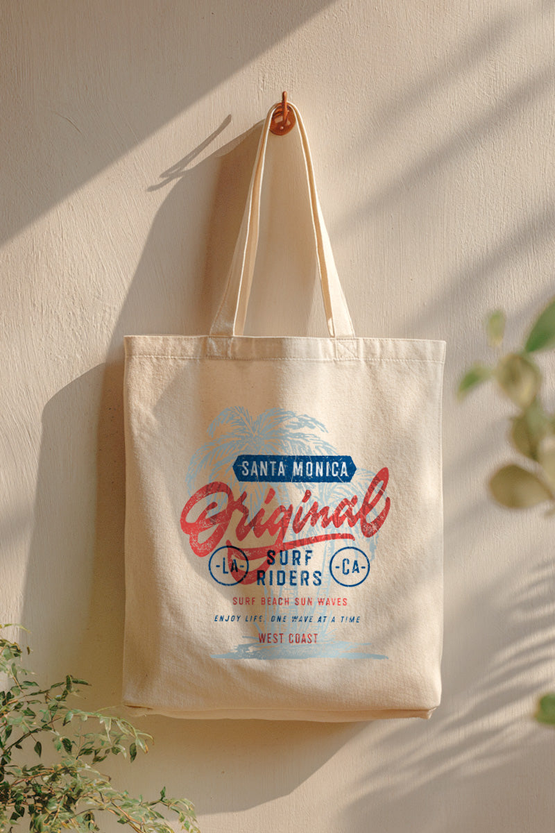 Santa Monica Surf Riders Graphic Canvas Tote Bag