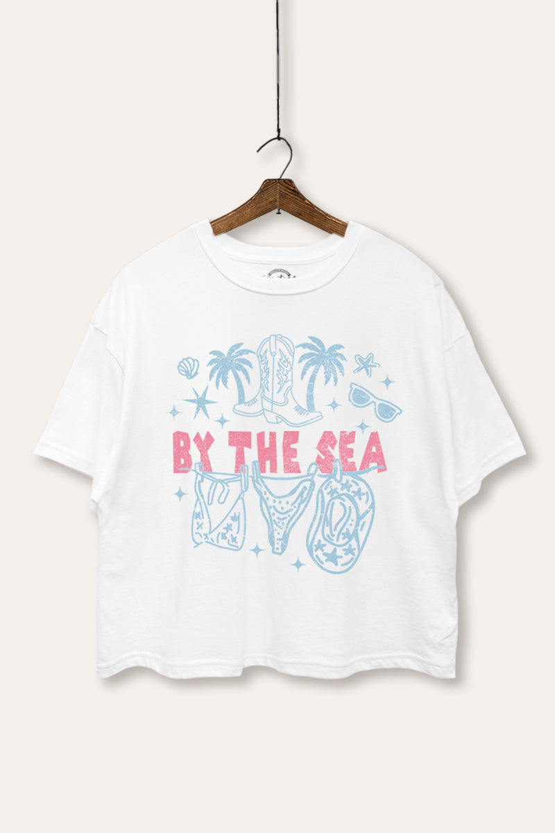 By the Sea Coastal Graphic Boxy Crop Top
