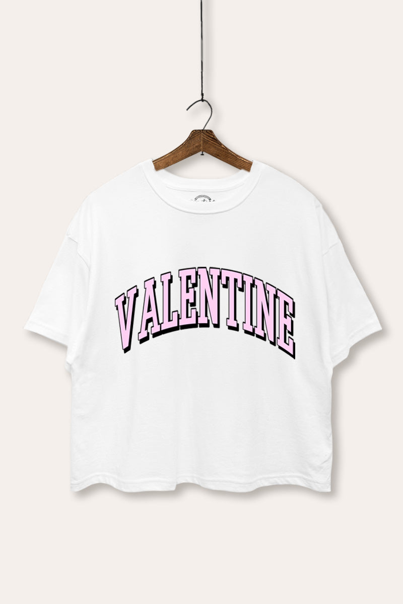 Valentine Collegiate Typography Boxy Crop Top