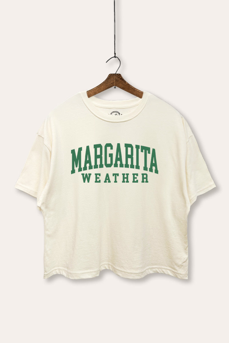 "margarita weather" boxy graphic crop top