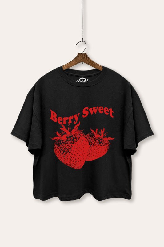 Berry Sweet Fruit Graphic Boxy Crop Top