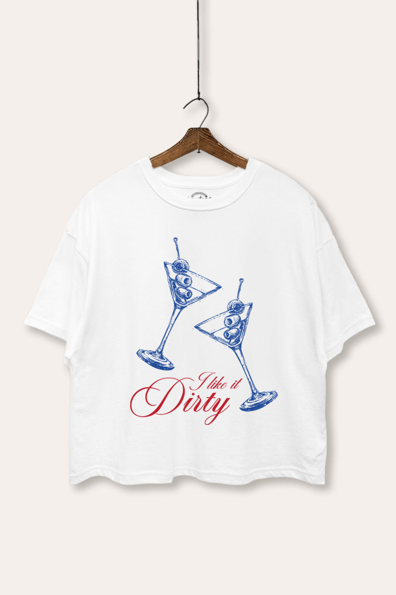 I Like It Dirty Martini Graphic Boxy Crop Top