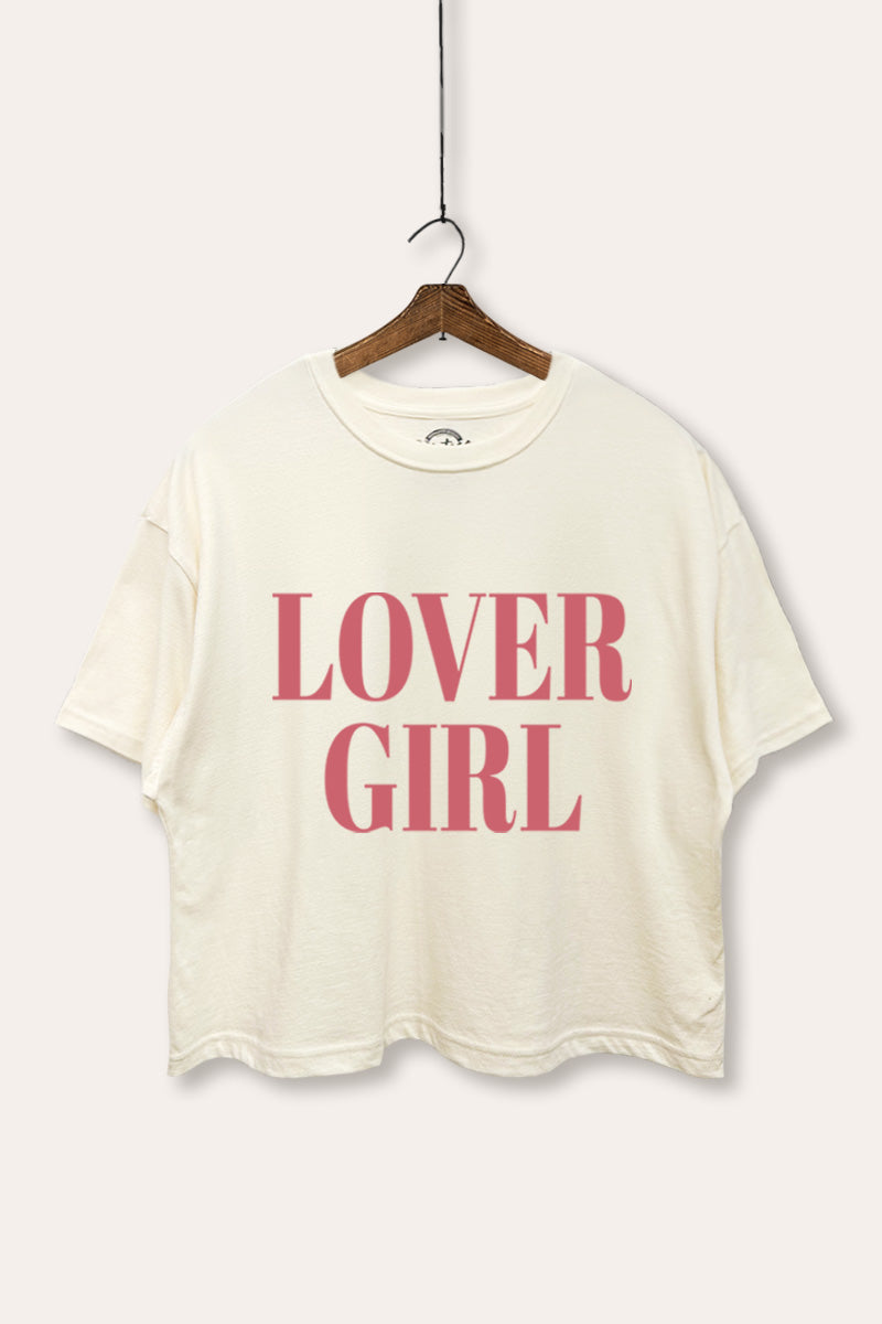 Lover Girl Typography Boxy Crop Top