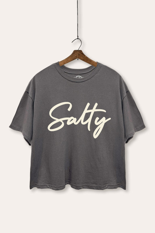 Salty Cursive Coastal Graphic Boxy Crop Top