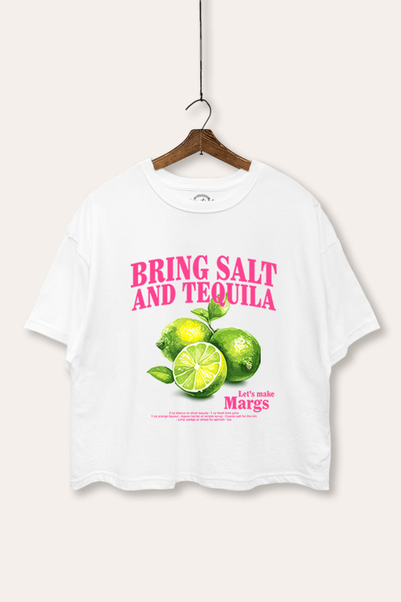 Salt Tequila & Margarita Graphic Boxy Crop Top