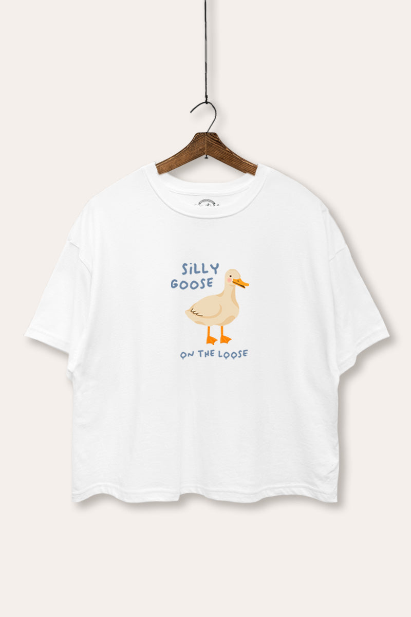 Silly Goose Pastel Graphic Boxy Crop Top