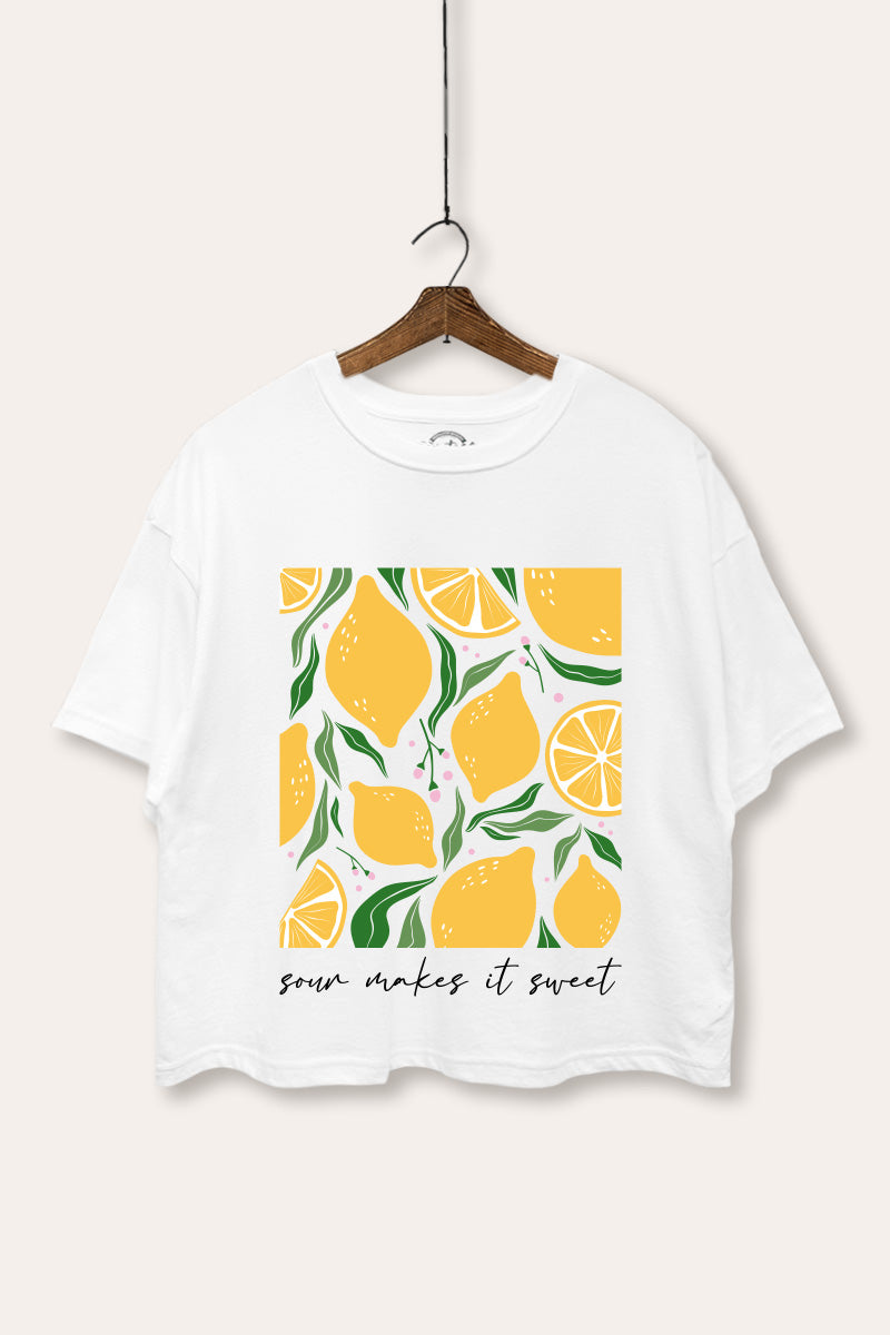 Sour & Sweet Lemon Fruit Graphic Boxy Crop Top