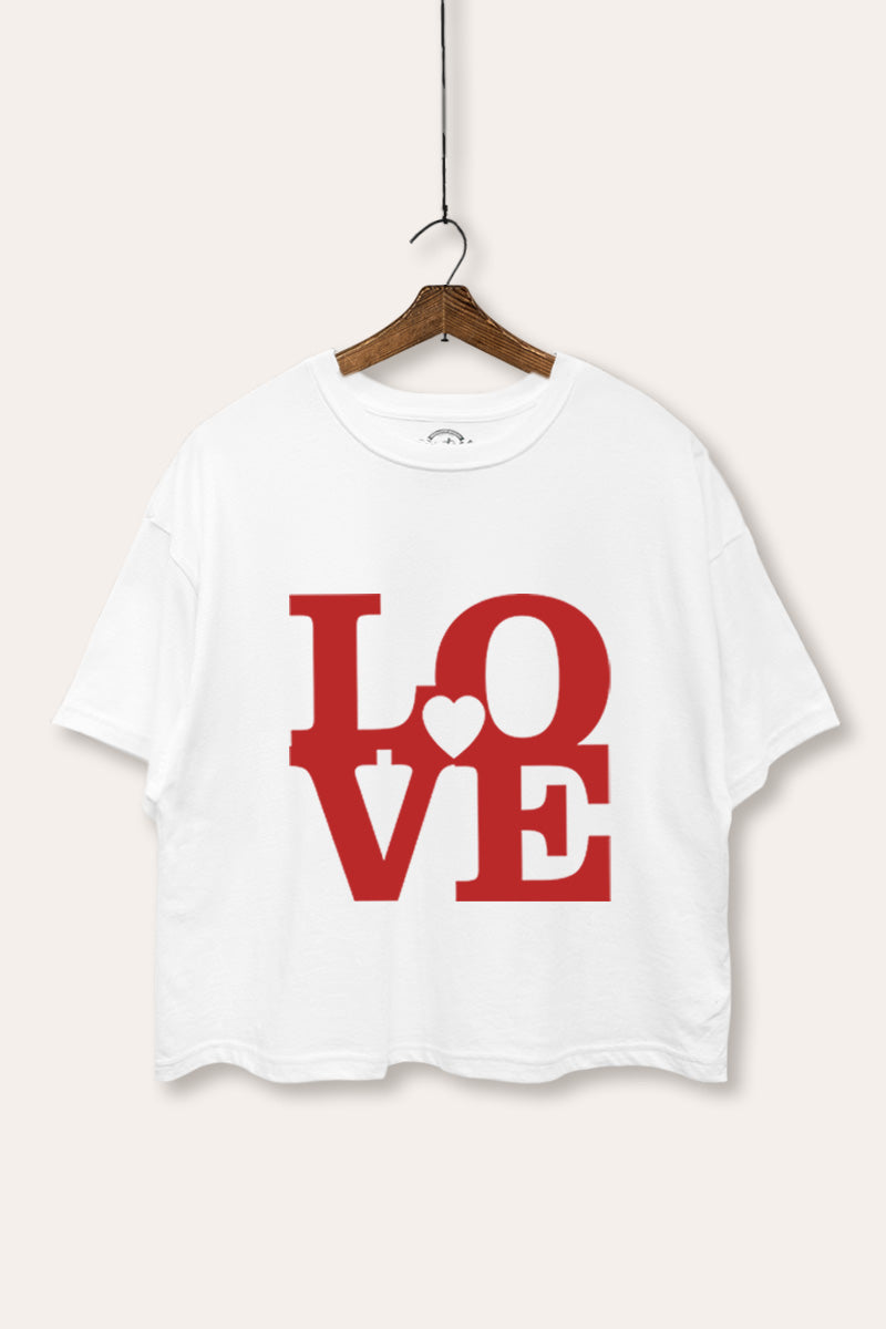 "LOVE" heart graphic boxy crop top