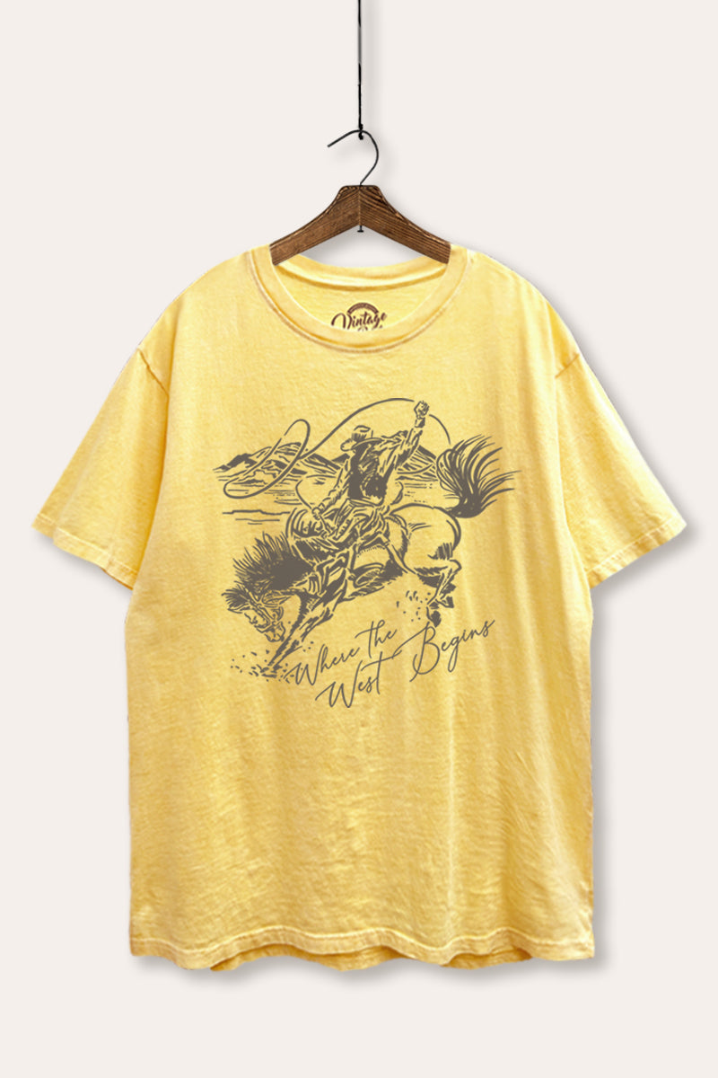 "where the west begins" mineral wash boxy graphic tee