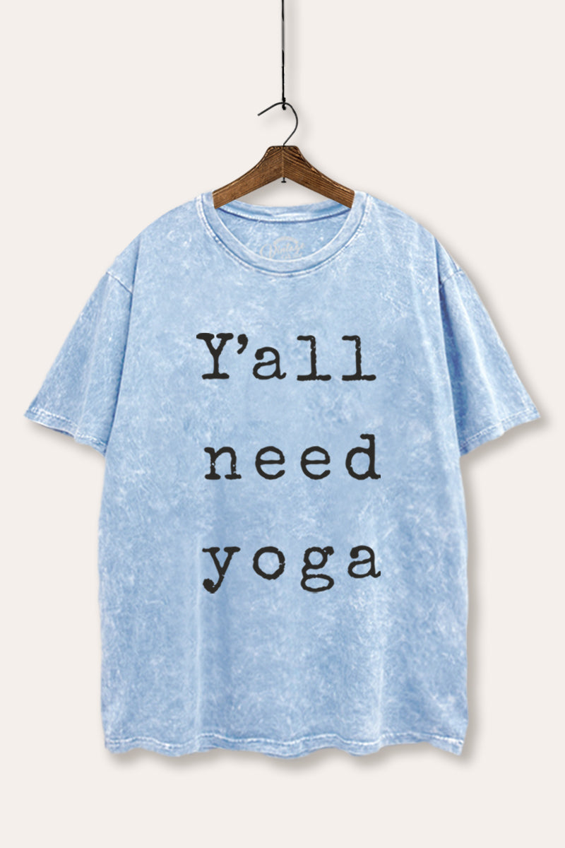 Y'all Need Yoga Graphic Mineral Wash Boxy Tee