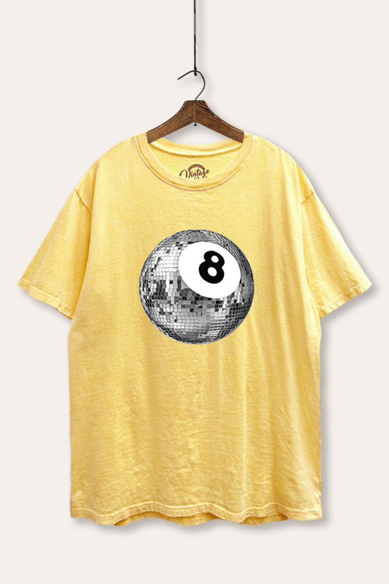 Disco 8-Ball Graphic Mineral Wash Boxy Tee