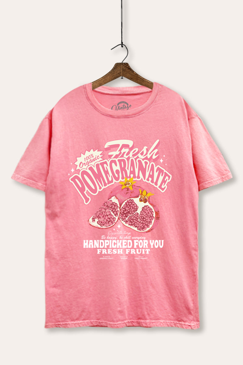 Fresh Pomegranate Fruit Graphic Mineral Wash Boxy Tee