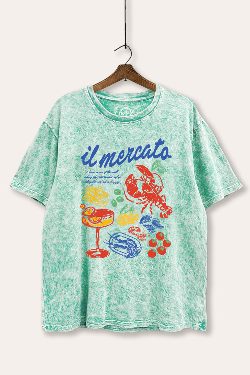 The Market Lobster Coastal Graphic Mineral Wash Boxy Tee
