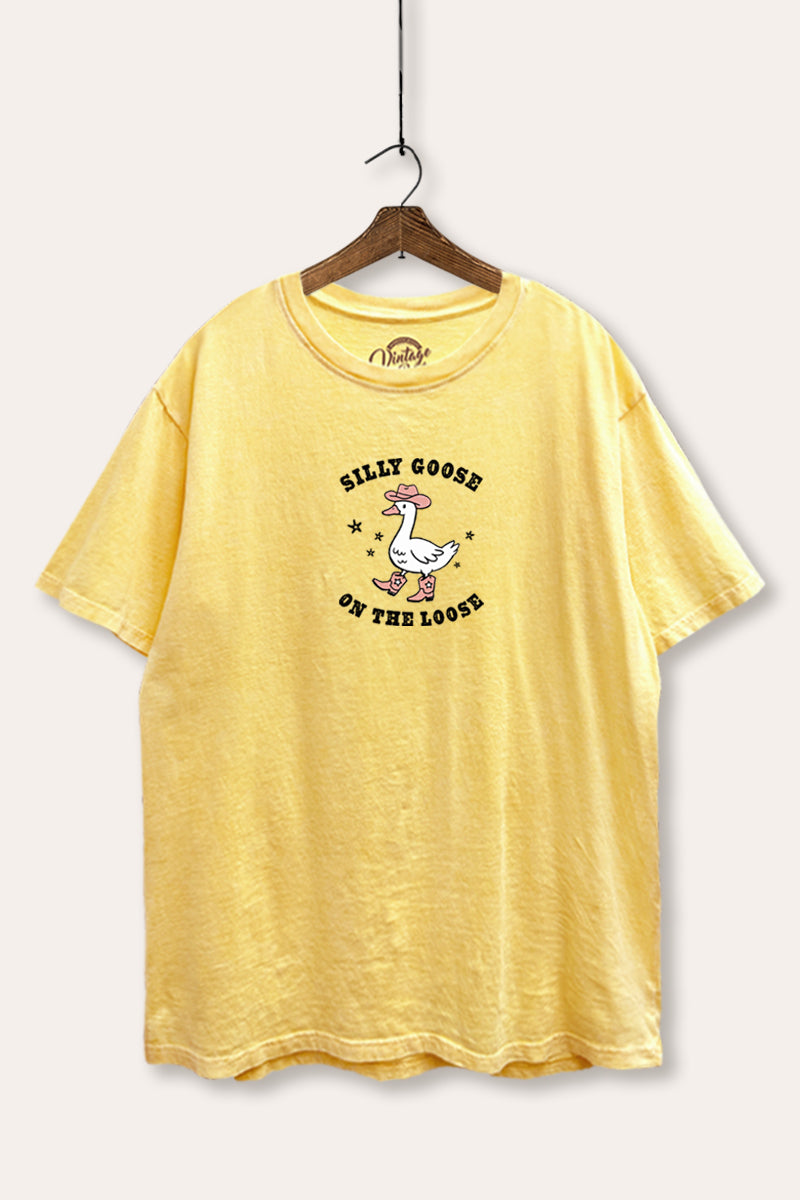 Silly Goose Western Graphic Mineral Wash Boxy Tee