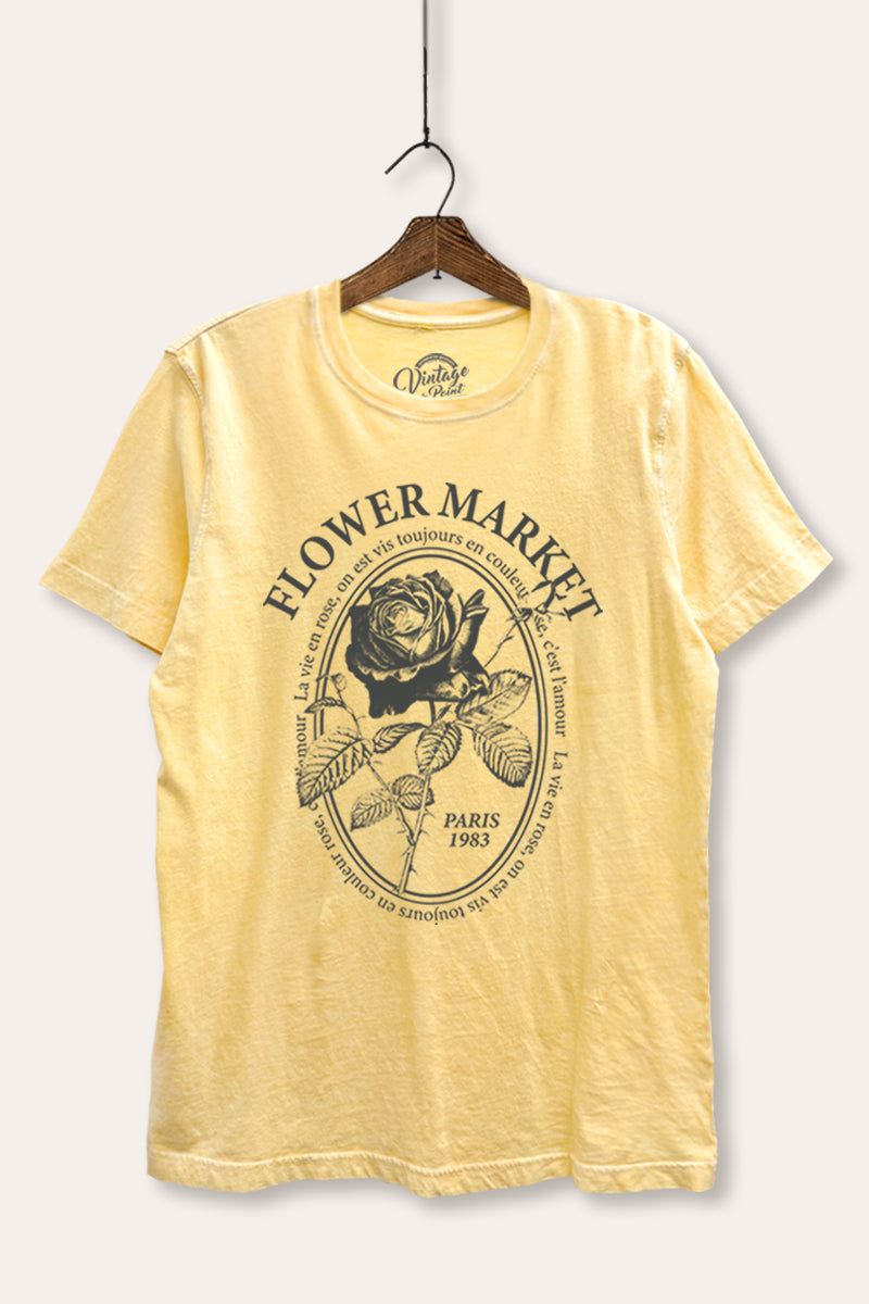 Flower Market Rose Graphic Mineral Wash Relaxed Tee