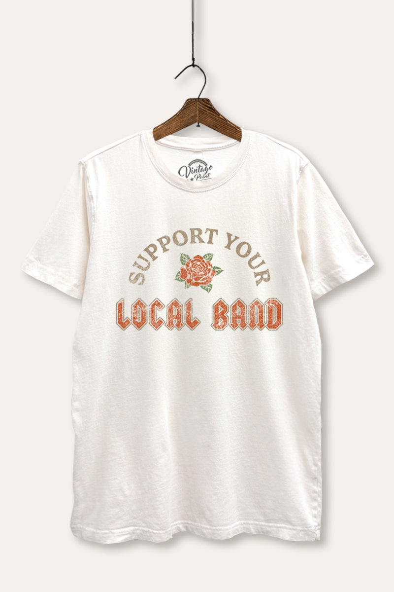 "support your local band" graphic mineral wash relaxed tee