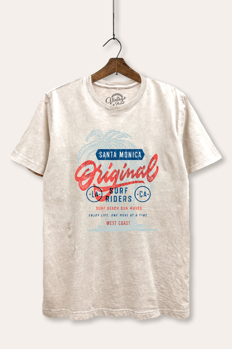 Santa Monica Surf Riders Graphic Mineral Wash Relaxed Tee