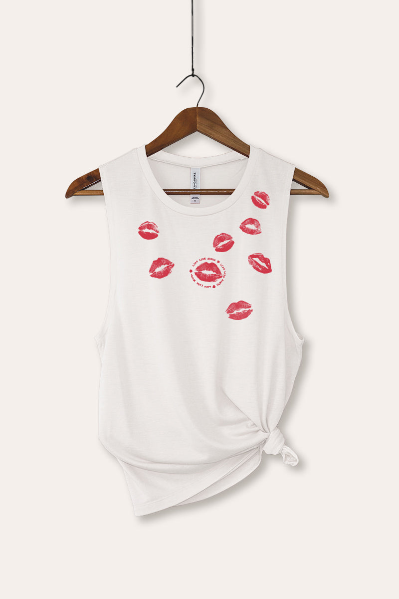 kiss mark lips graphic bella+canvas® tank top