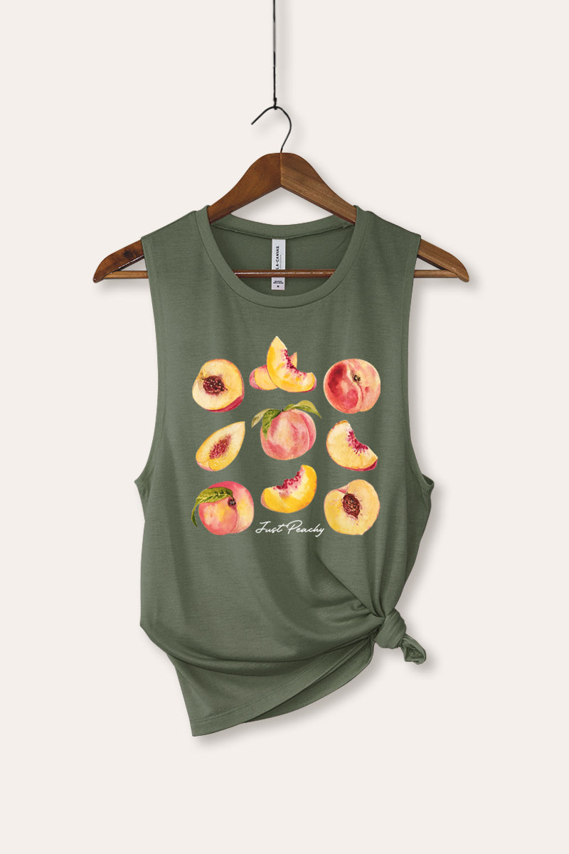 Just Peachy Fruit Graphic Women's Jersey Tank Top